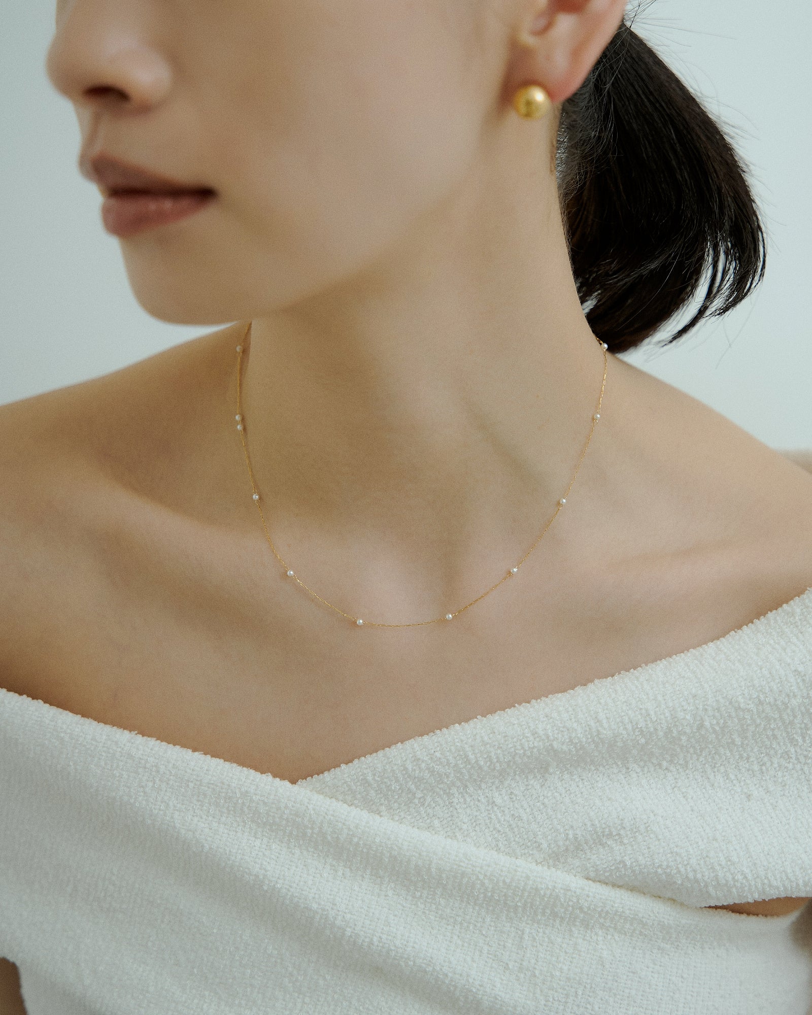 [24KGP]Dot Tiny Pearl Necklace