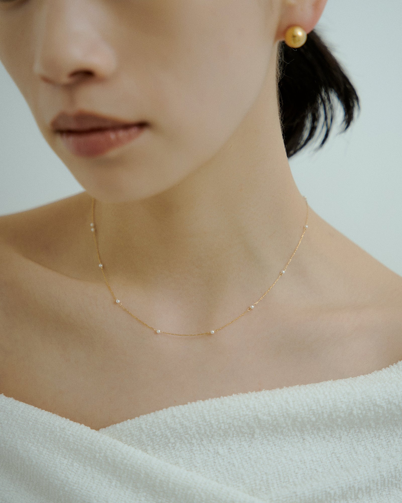 [24KGP]Dot Tiny Pearl Necklace