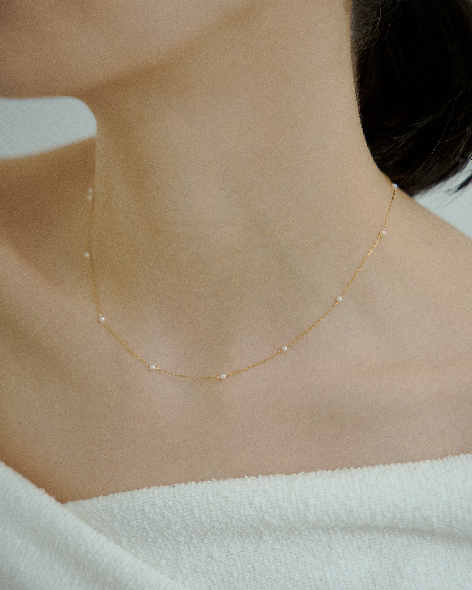 [24KGP]Dot Tiny Pearl Necklace