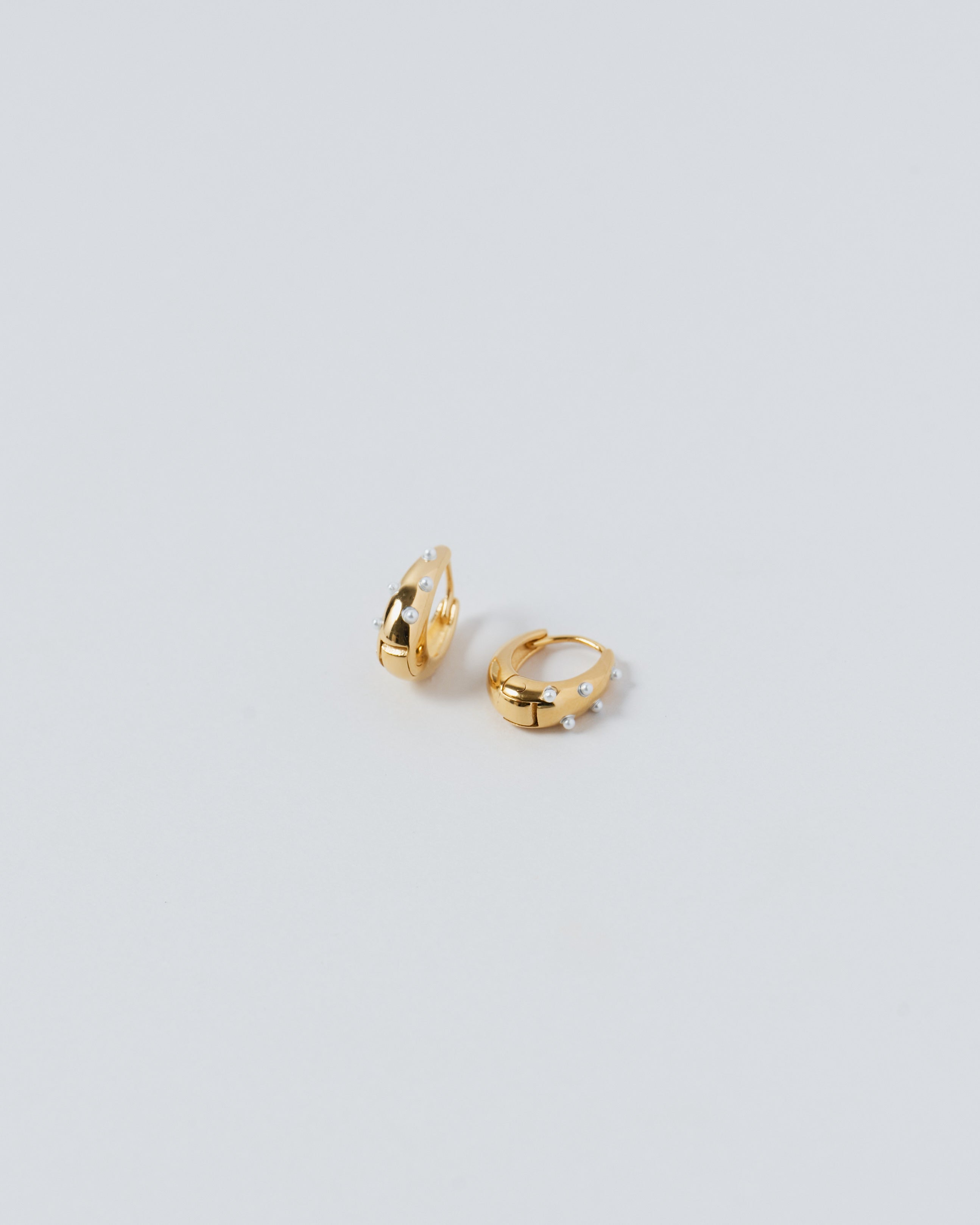 [24KGP] Drop Hoop Pearl Pierced Earrings