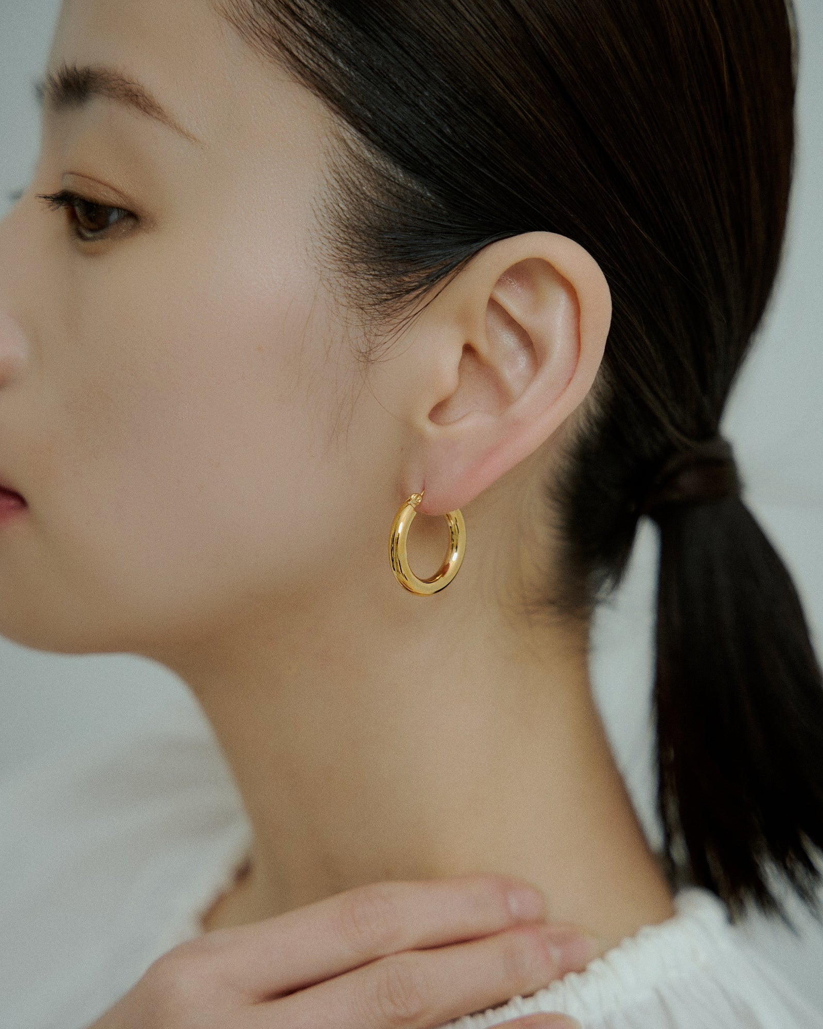 [24KGP]Mid Chubby Hoop Pierce