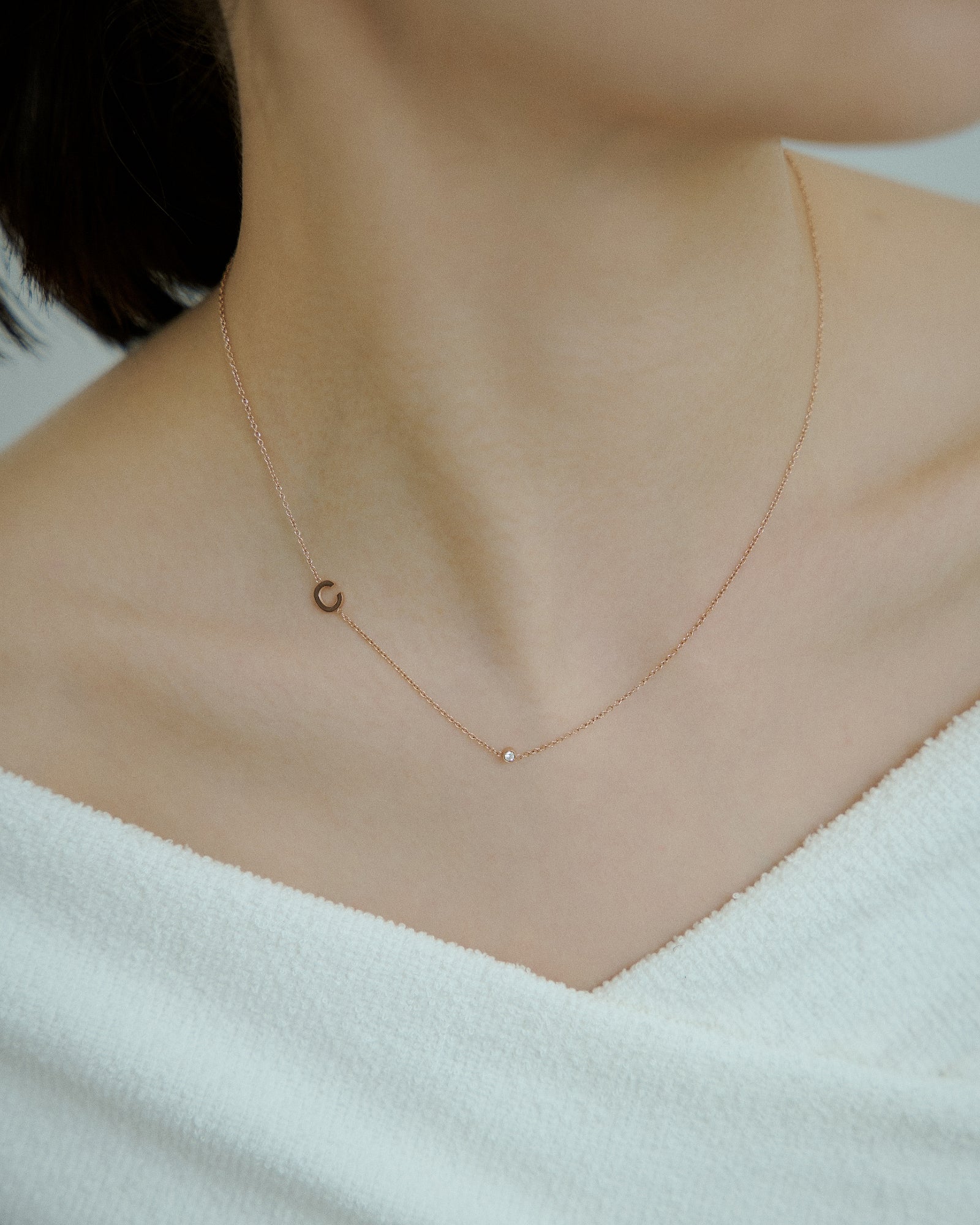 ayanechann オーダー商品 アルファベット ジルコニア ネックレス｜サージカルステンレス 金属