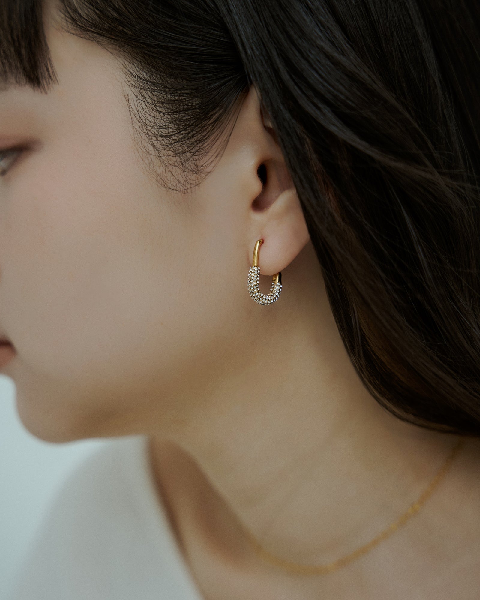 ミニ ジルコニア U フープピアス｜サージカルステンレス 金属